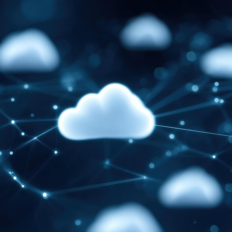 Secure cloud computing technology with digital network for data connection and storage. futuristic background illustration showing global system of innovation photo