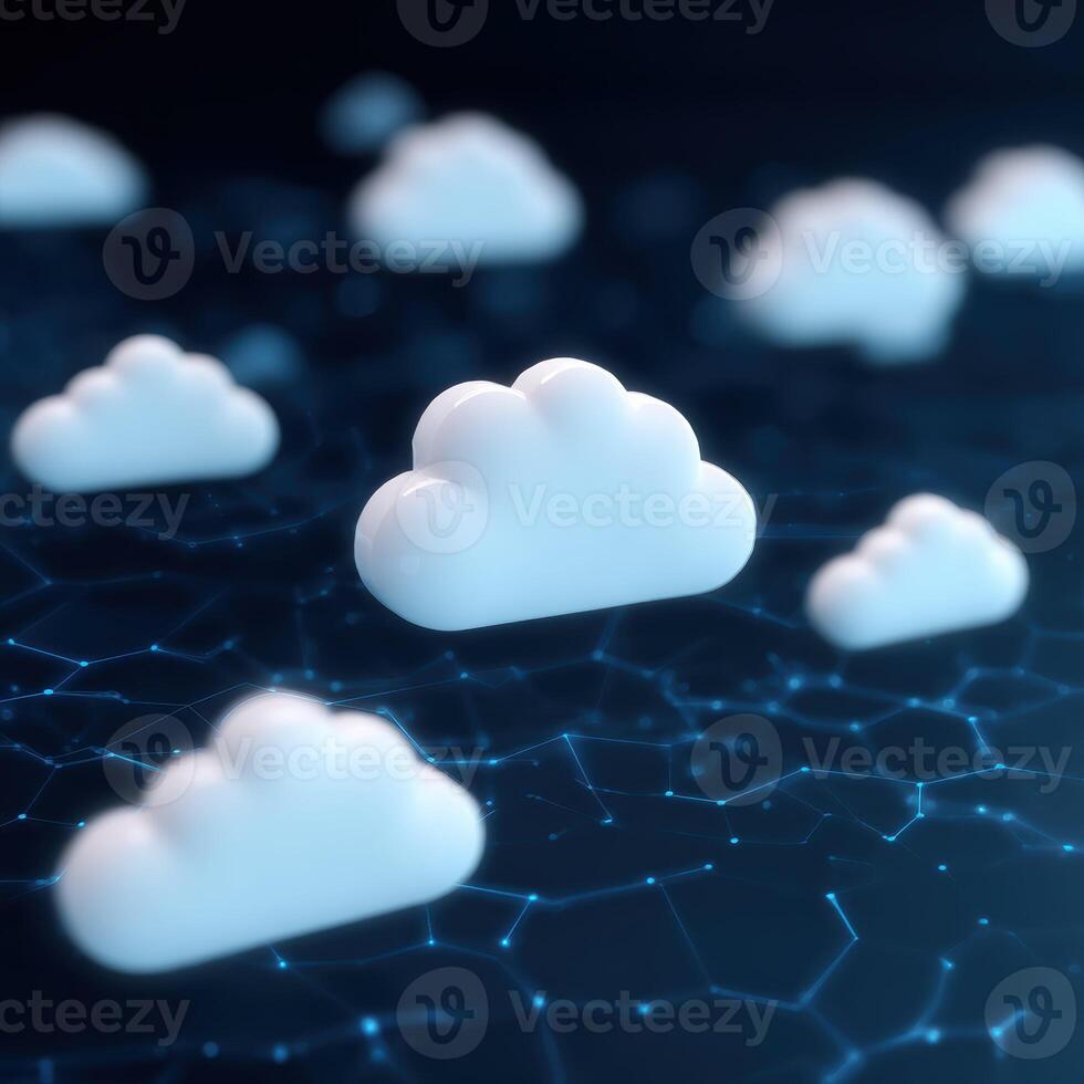 Futuristic digital concept of secure cloud computing technology. global network connection for data storage and information, creating an innovative and secure experience photo