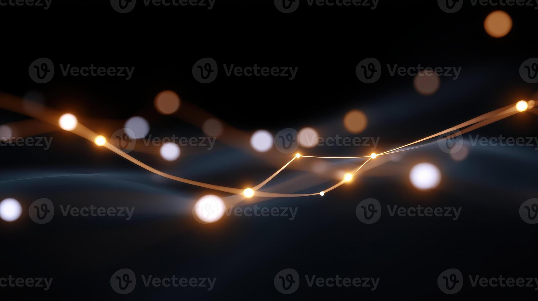 Futuristic concept of glowing business network connection. abstract technology background shows data points, light, and bokeh effects for modern digital web photo