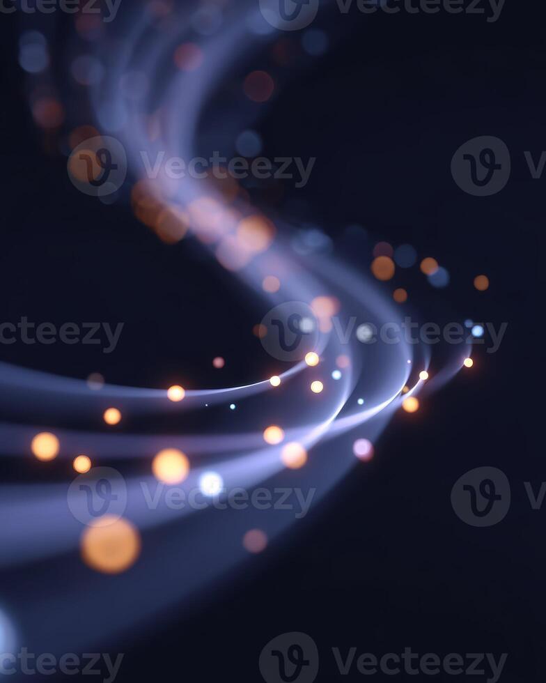 Mesmerizing abstract background of swirling data points and flowing light. futuristic concept representing technology, connection, speed and digital communication with high fidelity photo