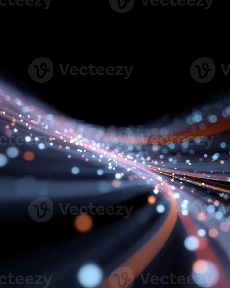 Dynamic glowing stream of data and information flowing with speed. abstract background represents network communication, modern technology, and internet photo