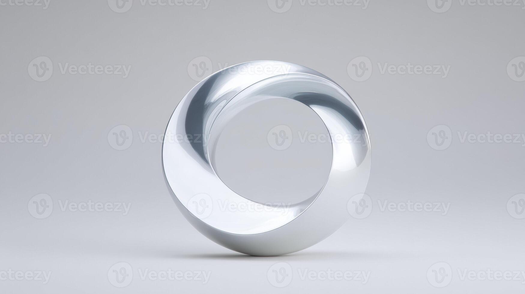 Serene abstract form of polished silver metal, an elegant infinity loop embodying futuristic technology. modern, minimalist design creating sense of calm continuity photo