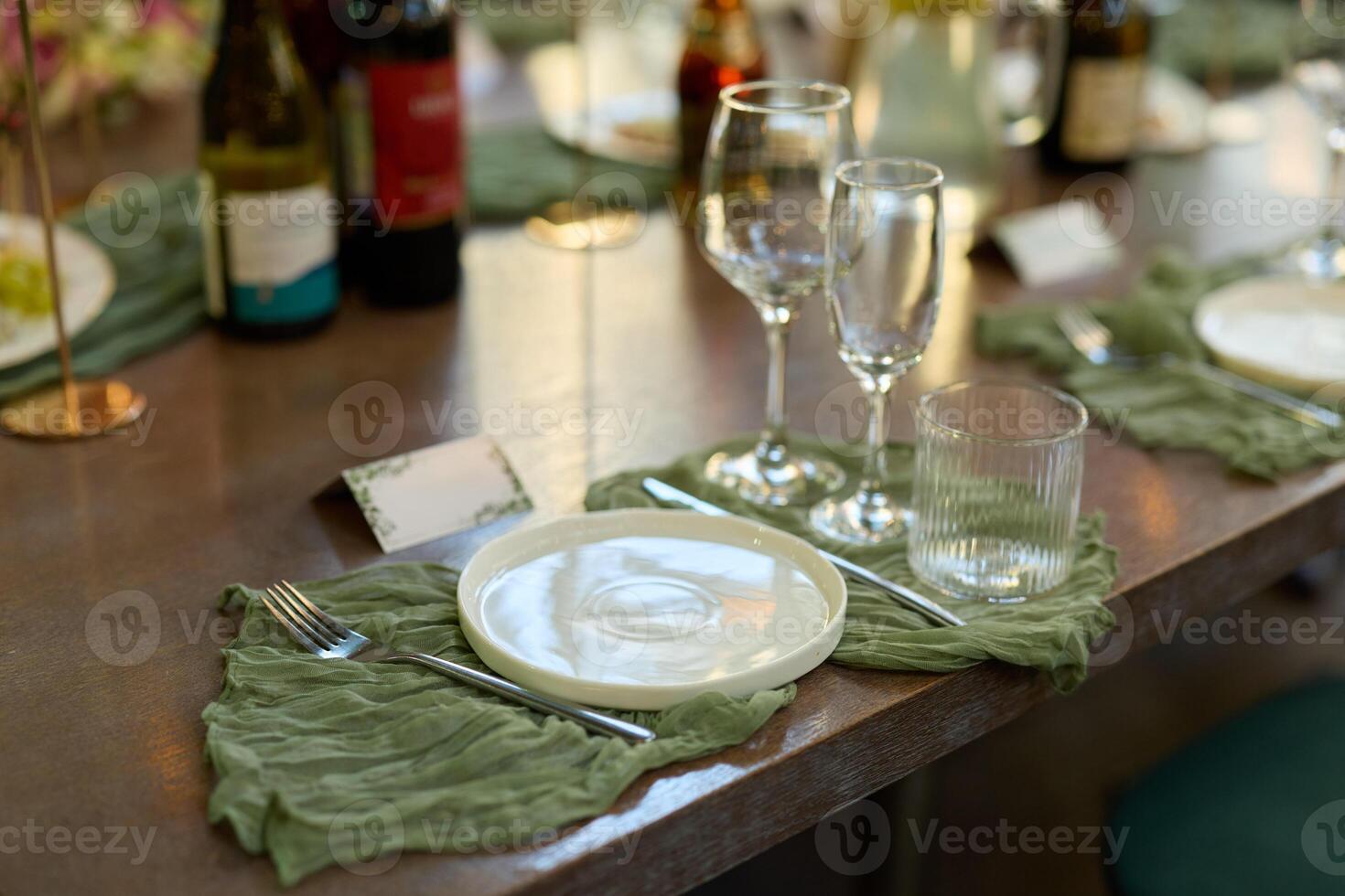 An Elegant Table Setting Designed for a Sophisticated and Upscale Dinner Event Experience photo