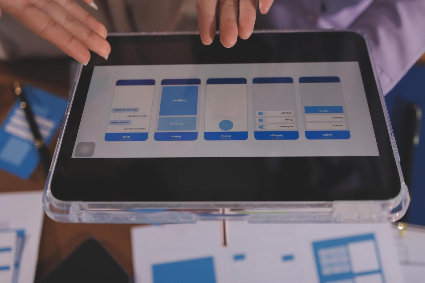 Mobile app design displayed on a tablet photo