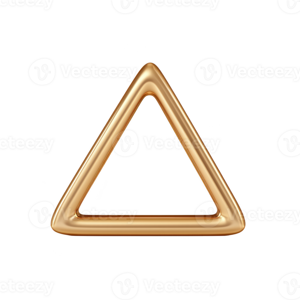 shiny golden triangle with smooth, metallic finish stands out against plain background, symbolizing elegance and simplicity png