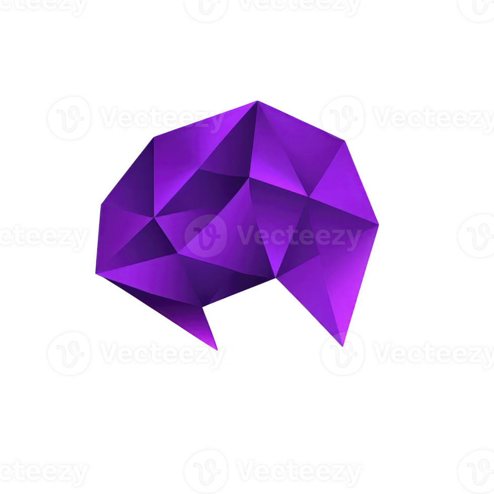 Vibrant purple geometric shape with sharp angles and facets creates modern, abstract design. polygonal structure is visually striking, showcasing blend of light and shadow png
