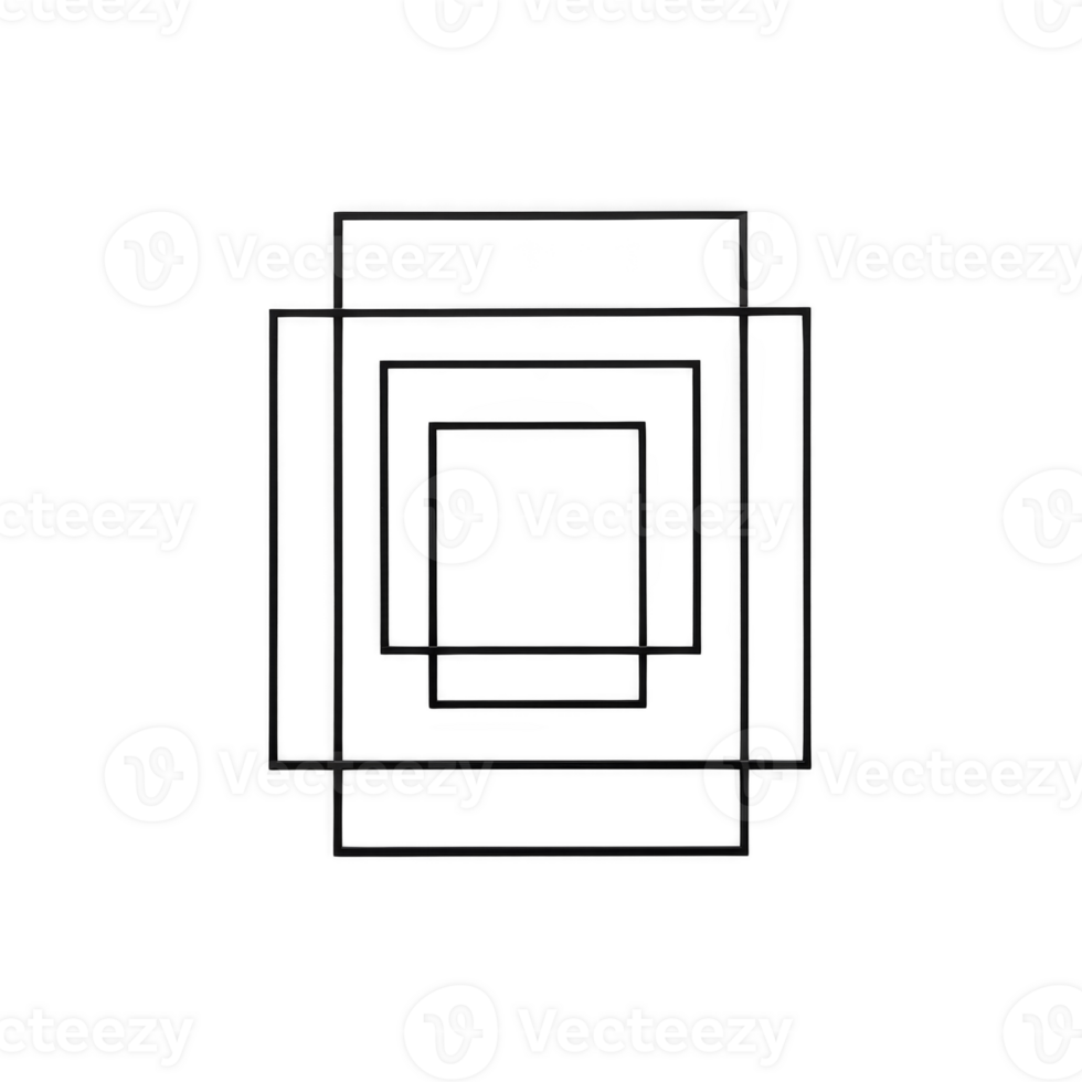 Abstract geometric design featuring overlapping rectangles in minimalist style. black lines create layered effect, adding depth and intrigue to composition png