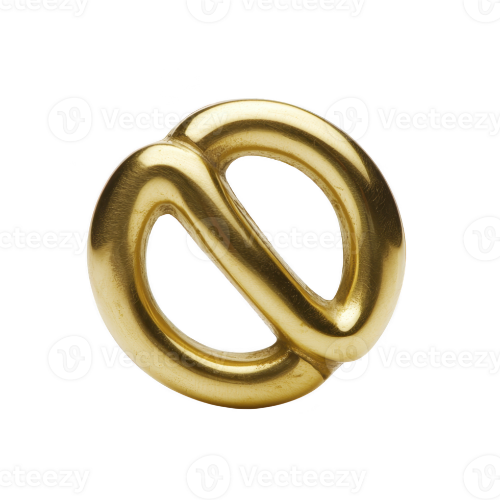 This features shiny, gold colored, abstract knot sculpture with smooth surface and looped design, creating sense of elegance and modernity png