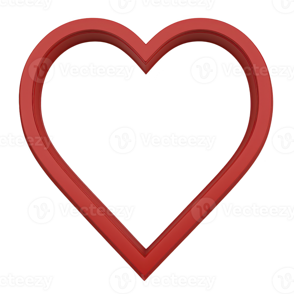 Red heart shaped frame with simple, elegant design, perfect for romantic or decorative purposes. open center allows for creative customization or display png