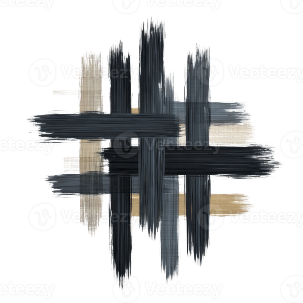 Abstract brushstroke pattern with intersecting lines dark blue, beige, and gray tones, creating textured, modern art piece. overlapping strokes form grid like structure, evoking sense of movement png