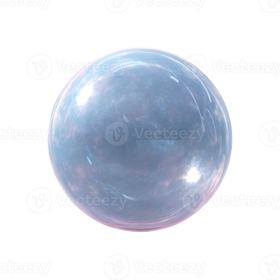 Translucent, iridescent soap bubble with reflective surface displays spectrum of colors against transparency background, creating dreamy and ethereal effect png