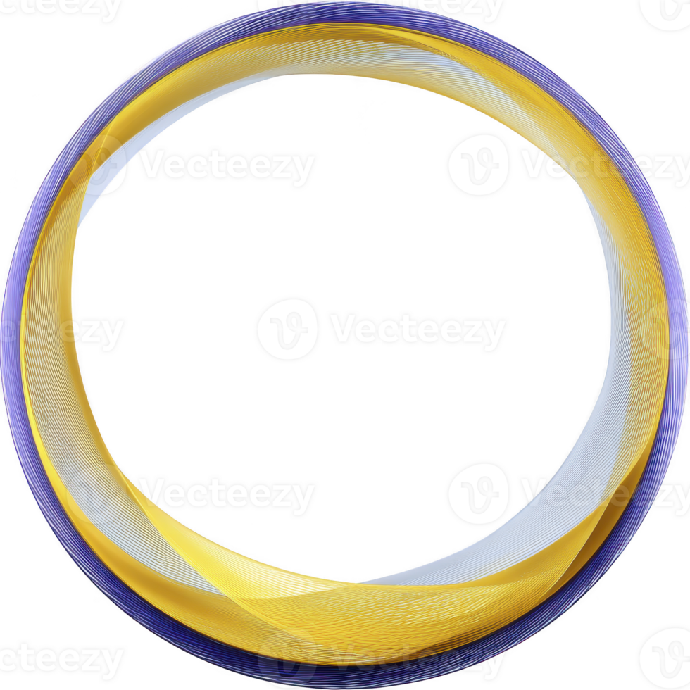 Vibrant, abstract circular design featuring intertwined yellow, purple, and white lines on transparency background, creating dynamic and modern artistic effect png