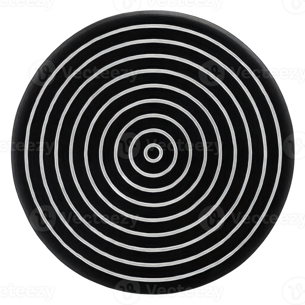 Series of concentric circles creates hypnotic pattern on transparency background, evoking sense of depth and focus. design is simple yet captivating, drawing viewer eye inward png