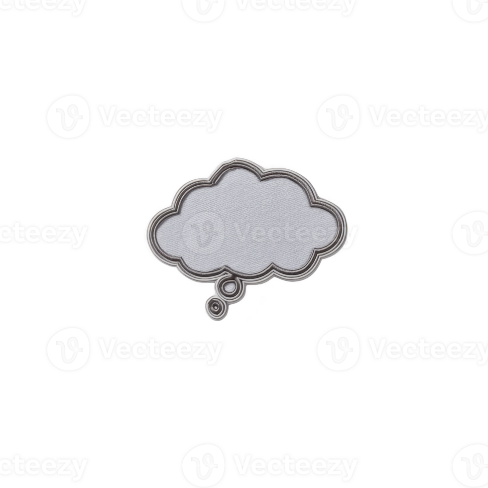 Cloud shaped fabric patch with simple design, featuring thought bubble style. patch is outlined in black and white, giving it clean and minimalist appearance png