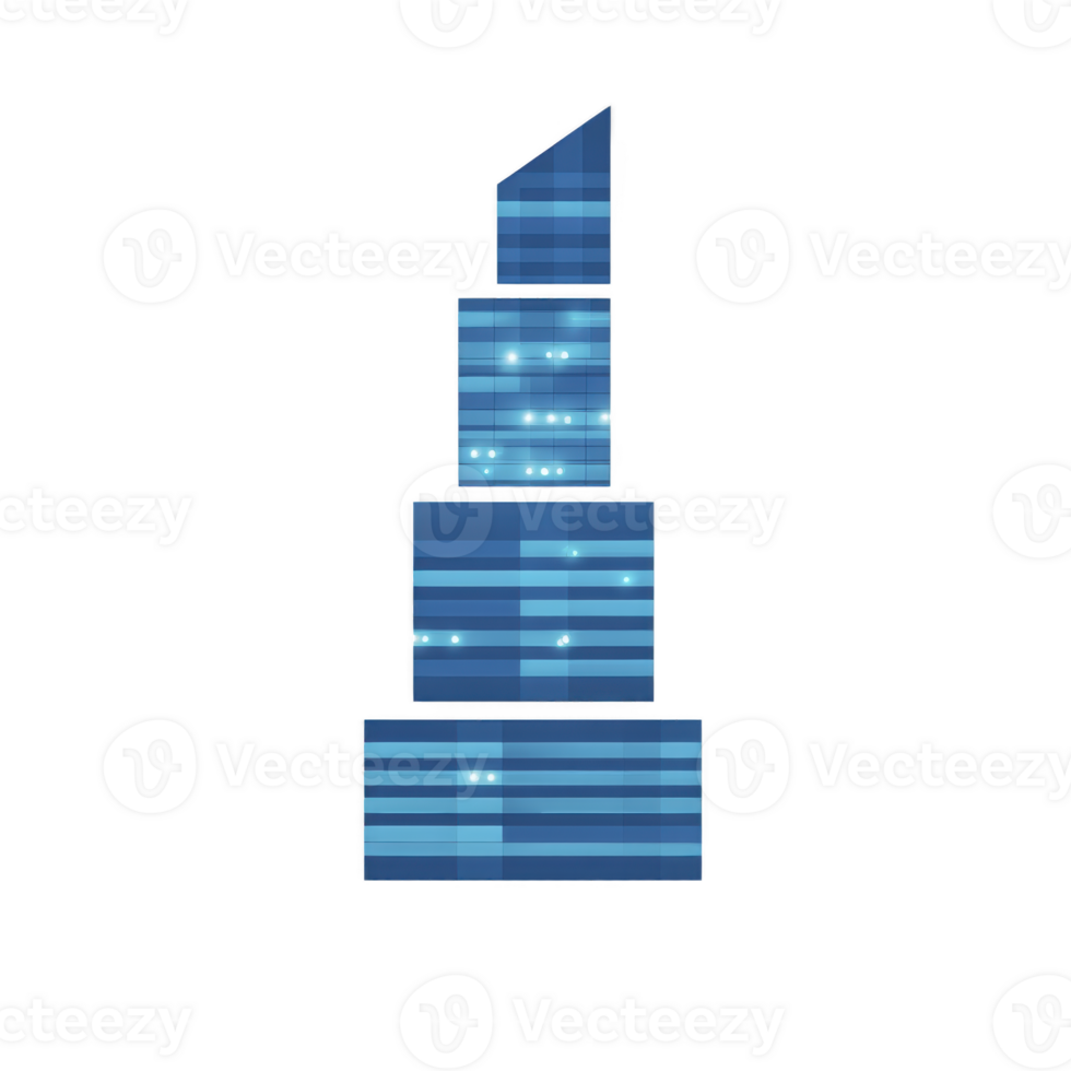 Stack of blue gift boxes with striped pattern and glowing lights creates festive and modern appearance. boxes are arranged in tiered structure, adding sense of height and elegance png