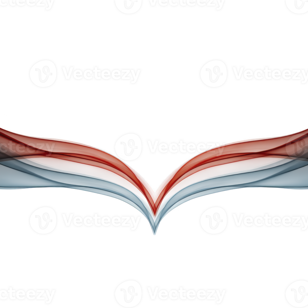 Abstract design with flowing red, white, and blue curves transparency background, creating symmetrical and dynamic visual effect. smooth lines and gradient colors evoke sense of movement png