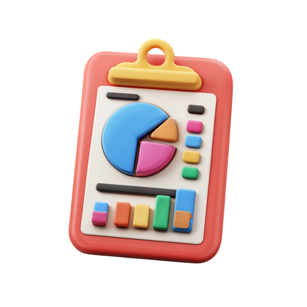 3d reso appunti con grafico con grafico, dati, e e analitica concetto. png