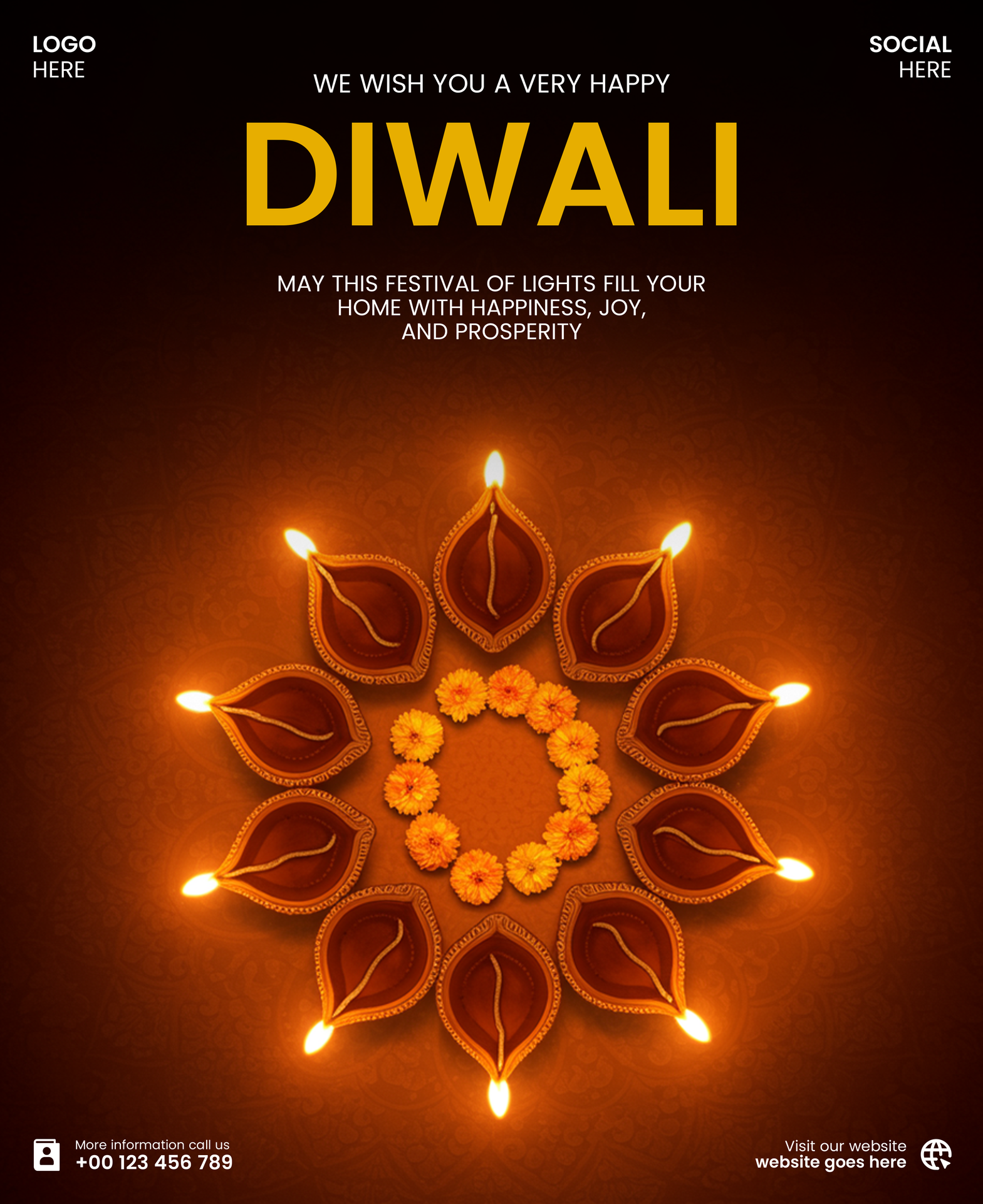 Free Download Fully Editable Vibrant Diwali Flyer Template 71771014 PSD
