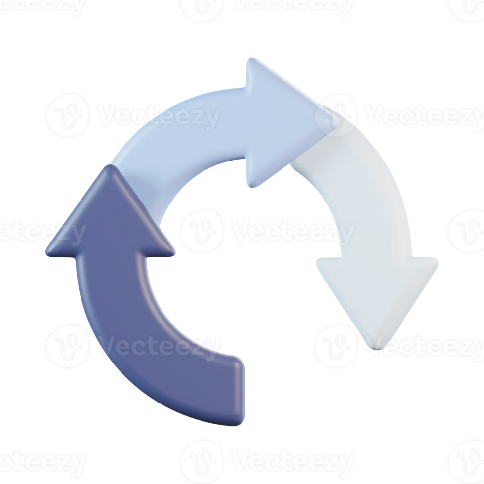 Circular Flow Refresh Loop Arrows 3D Icon png