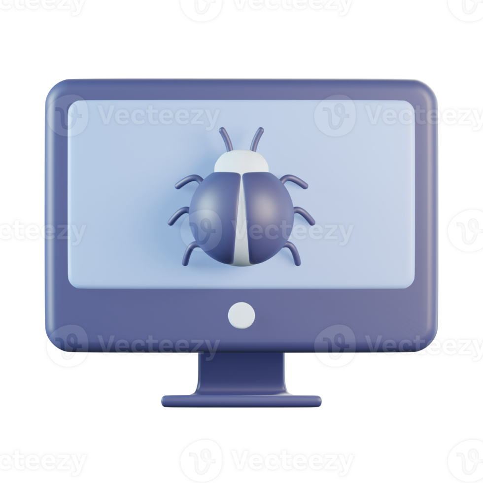 Desktop Monitor Computer Error Bug 3D Icon png