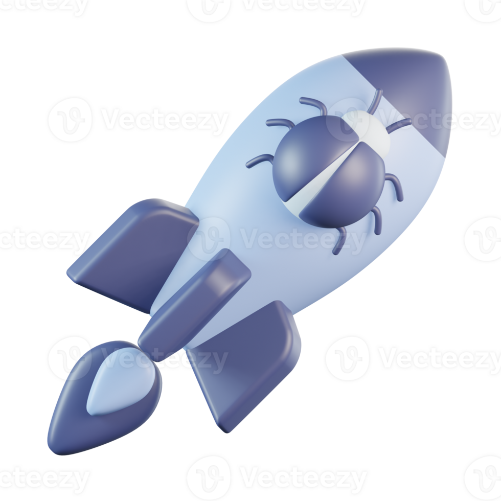 Cyber Attack Exploding Rocket Malware 3D Icon png