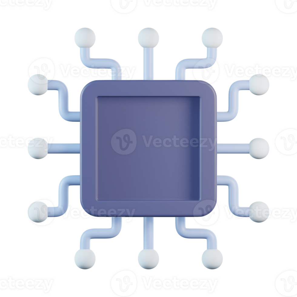 Microprocessor Circuit Board Security Chip 3D Icon png