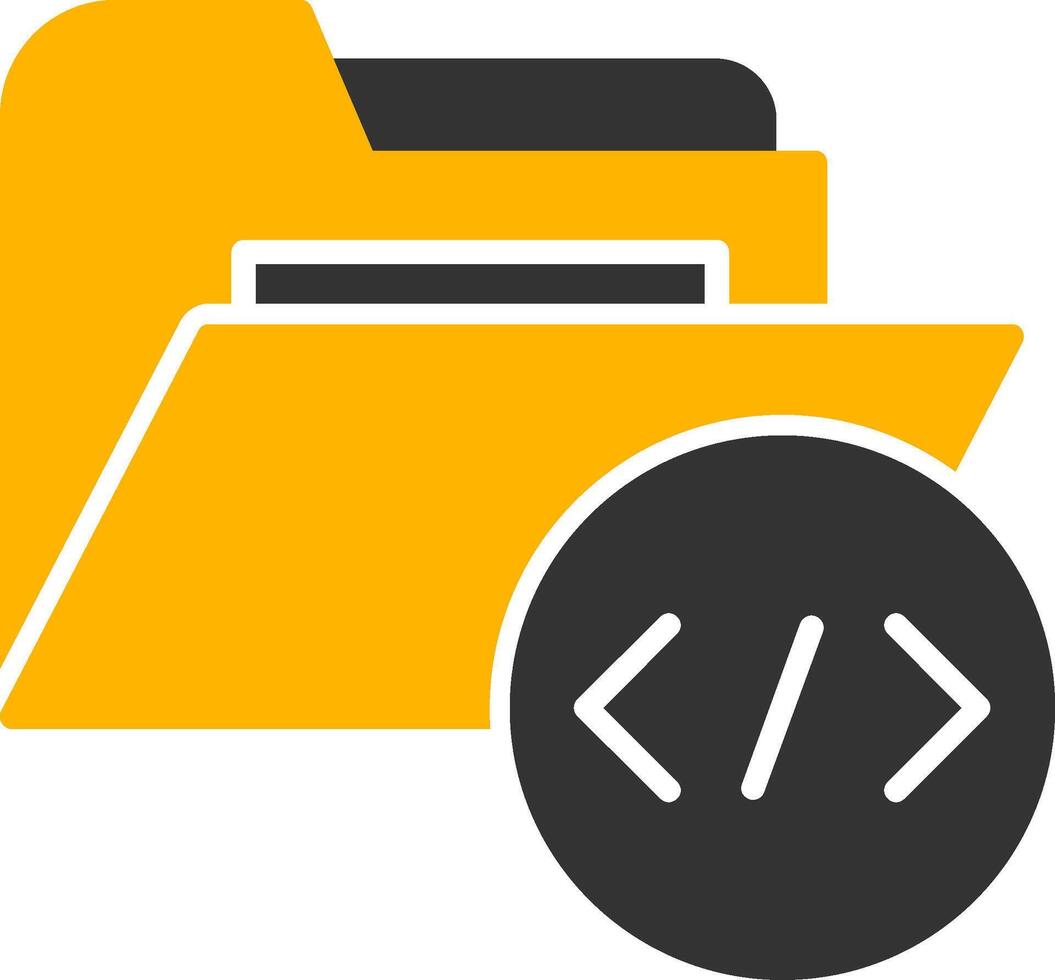 Code Source Folder Glyph Two Color vector