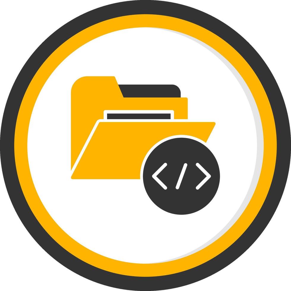 Code Source Folder Glyph Two Color Circle vector
