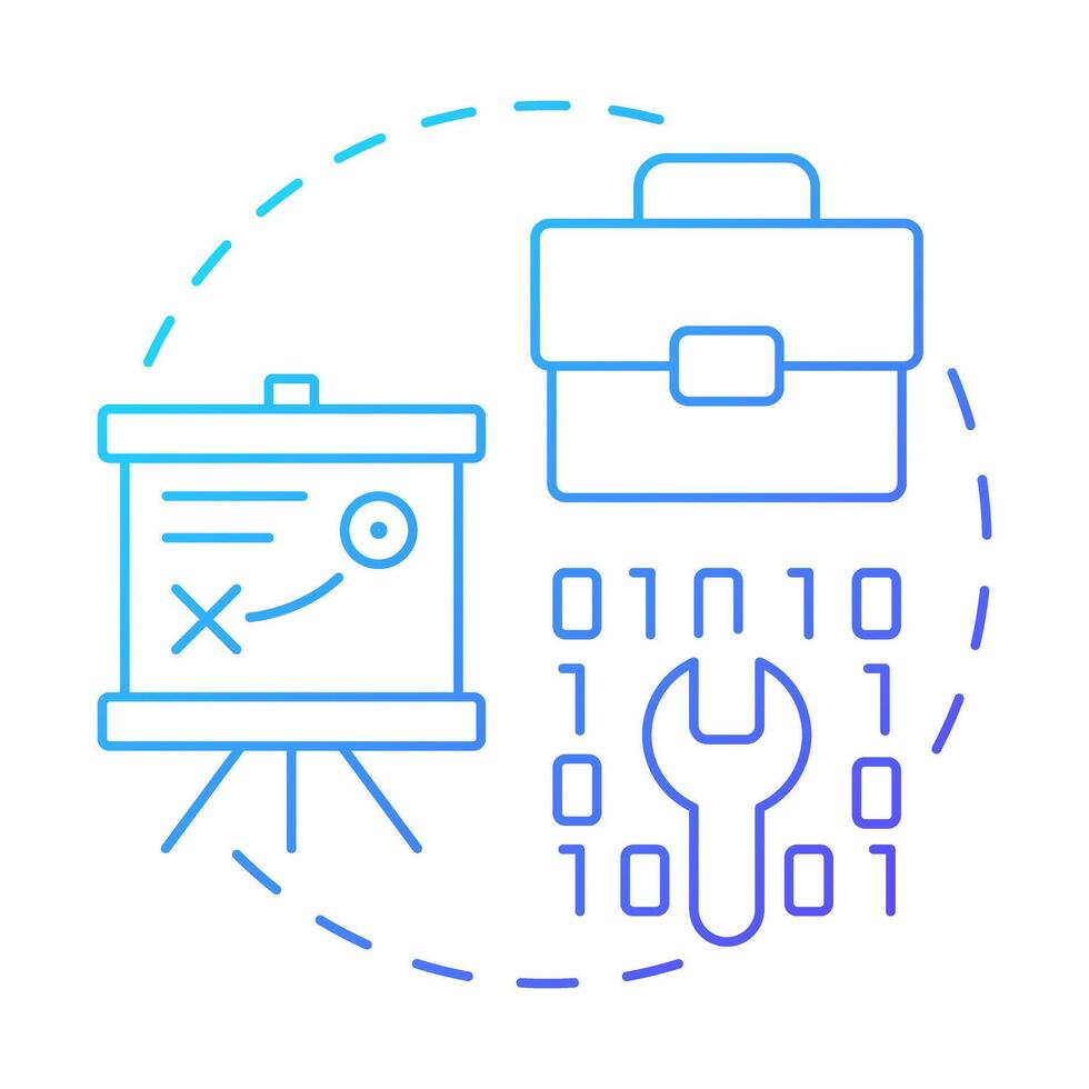 Planning blue gradient concept icon. Business strategy, corporate. Programming, coding. Round shape line illustration. Abstract idea. Graphic design. Easy to use in infographic, presentation vector