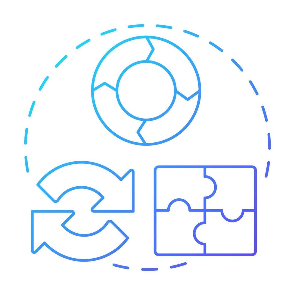 Iterative model blue gradient concept icon. Product development, workflow. Cycle diagram. Round shape line illustration. Abstract idea. Graphic design. Easy to use in infographic, presentation vector