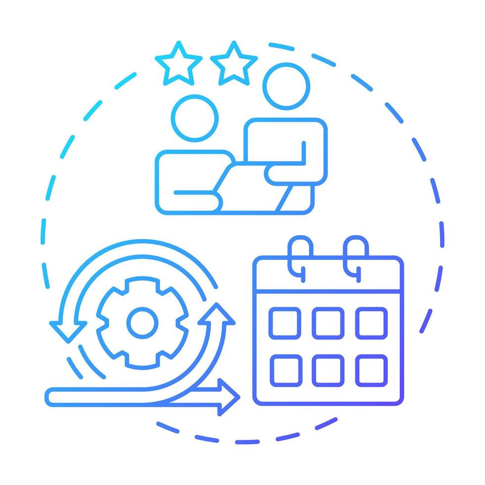 Agile model blue gradient concept icon. Schedule organization. Teamwork, workflow. Round shape line illustration. Abstract idea. Graphic design. Easy to use in infographic, presentation vector