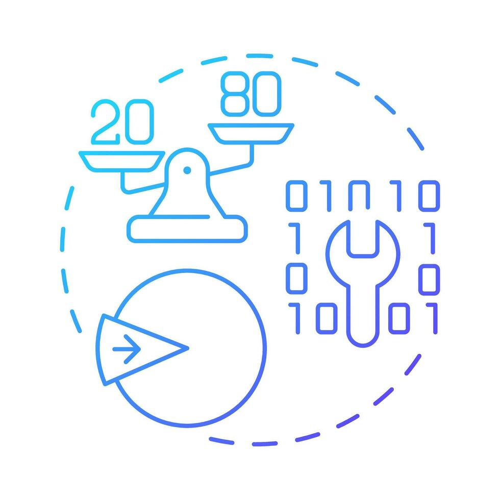 Defect clustering blue gradient concept icon. Software development. Coding, programming. Round shape line illustration. Abstract idea. Graphic design. Easy to use in infographic, presentation vector