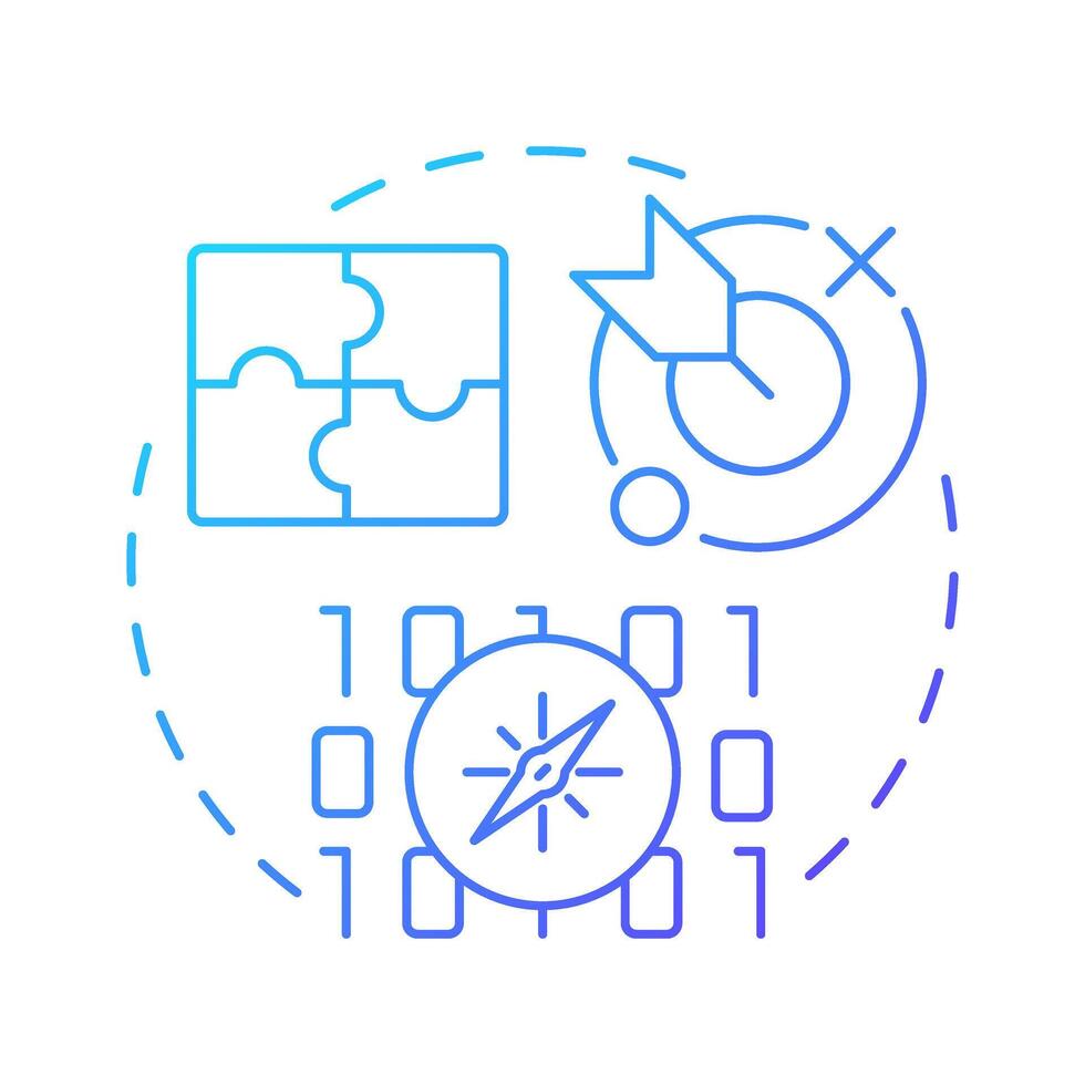 pruebas es dependiente del contexto azul degradado concepto icono. sistema análisis. codificación, programación. redondo forma línea ilustración. resumen idea. gráfico diseño. fácil a utilizar en infografía, presentación vector