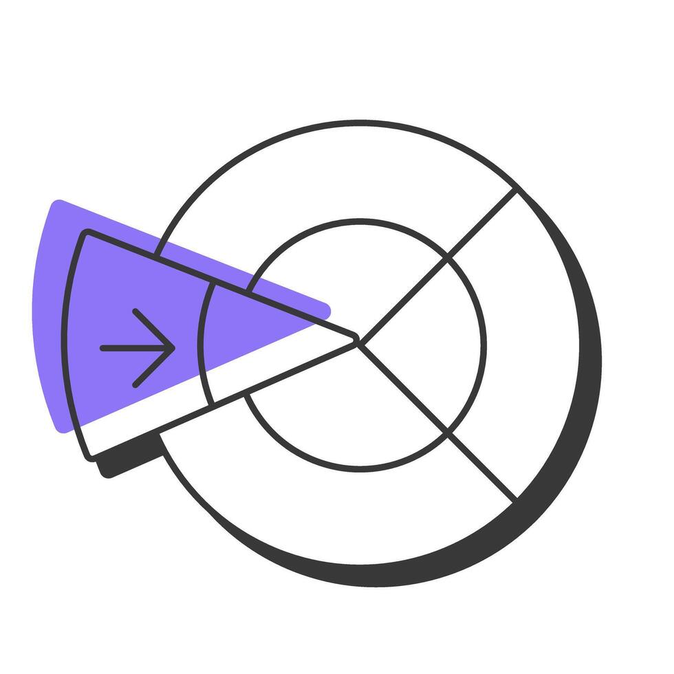 Statistical diagram offset shadow line icon. Data management, organization. Analysis, accounting. Bold outline symbol with solid purple fill. Modern flat illustration. Editable stroke vector