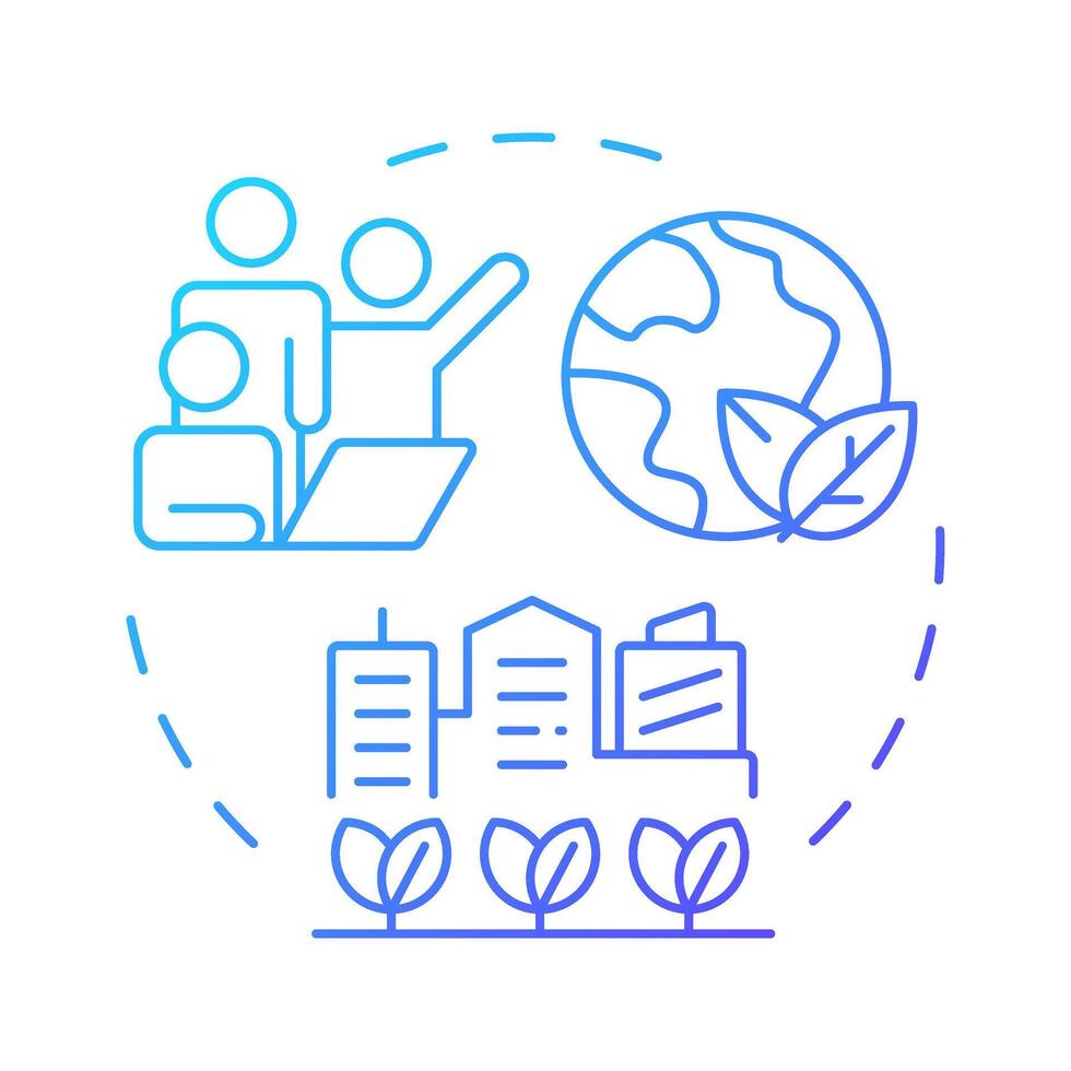 Environmental responsibility blue gradient concept icon. Reduce ecological footprint. Type of corporate liability. Round shape line illustration. Abstract idea. Graphic design. Easy to use in booklet vector