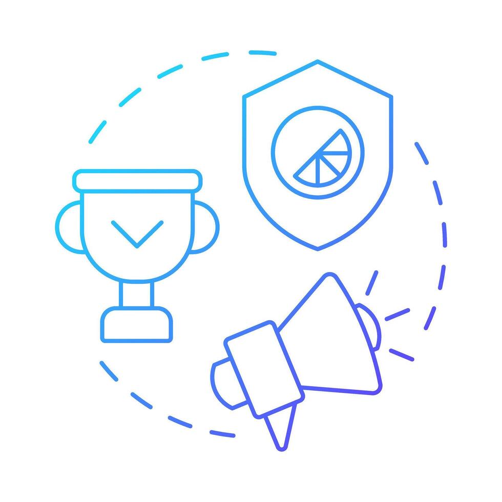 Lead positive change blue gradient concept icon. Provide innovations in business. Benefit of ethical branding. Round shape line illustration. Abstract idea. Graphic design. Easy to use in booklet vector