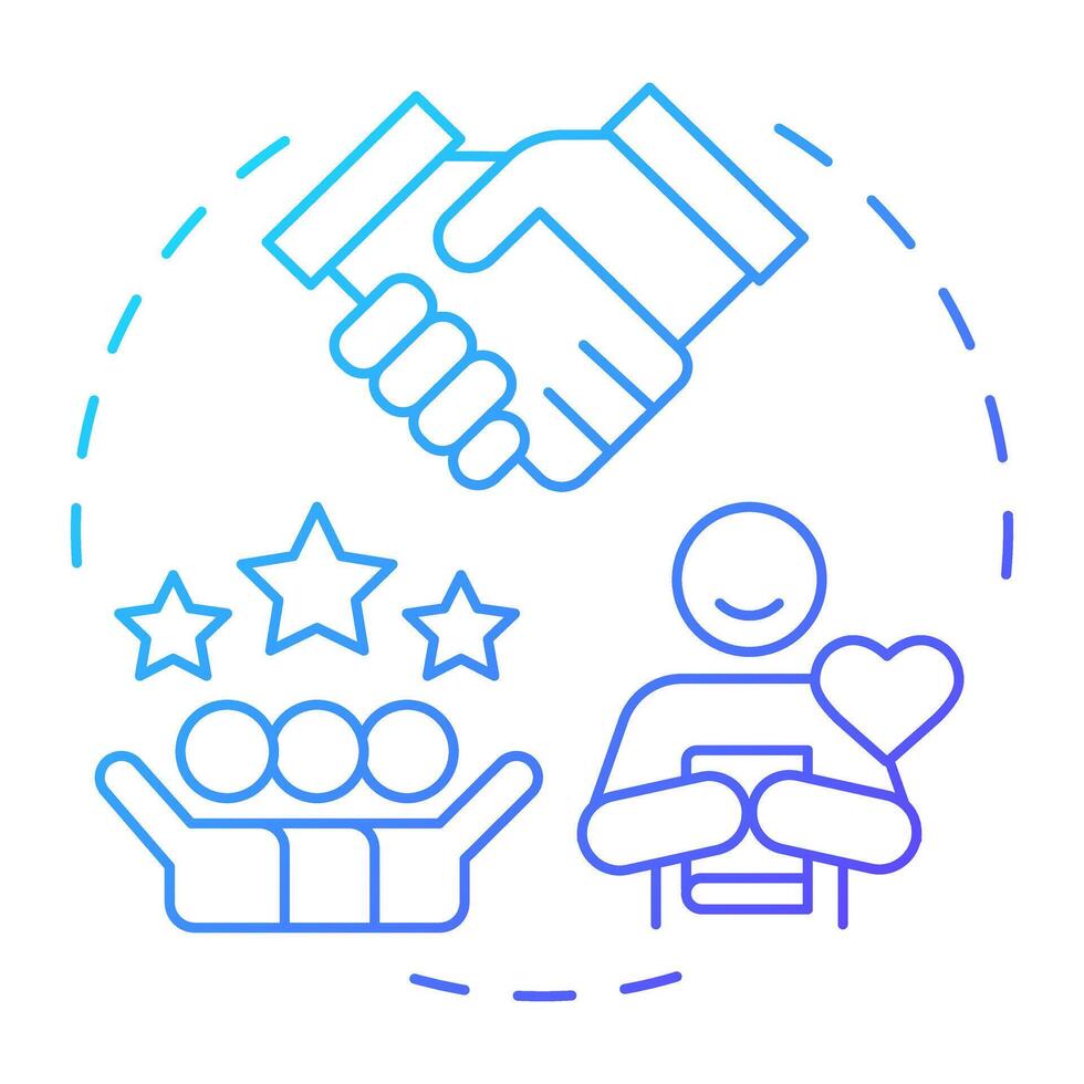 Build trust blue gradient concept icon. Fair customer service. Business responsibility. Pros of ethical branding. Round shape line illustration. Abstract idea. Graphic design. Easy to use in booklet vector