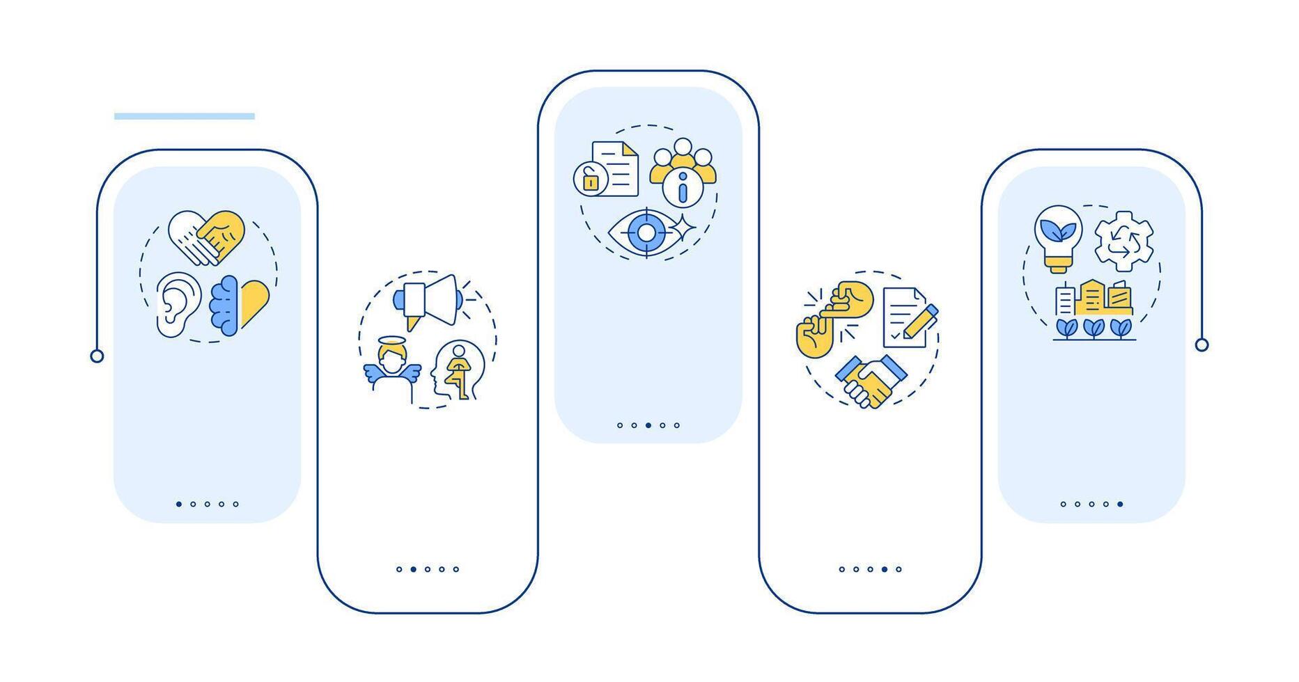 Corporate social responsibility pillars rectangle infographic . Ethical business. Data visualization with 5 steps. Editable rectangular options chart vector