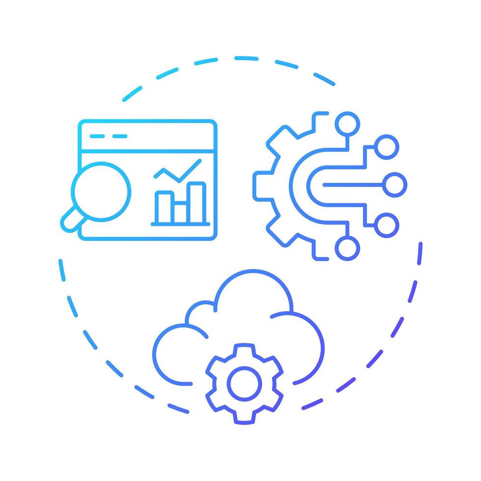 Digital operations blue gradient concept icon. Modern technology, ai. Statistical metrics. Round shape line illustration. Abstract idea. Graphic design. Easy to use in infographic, presentation vector