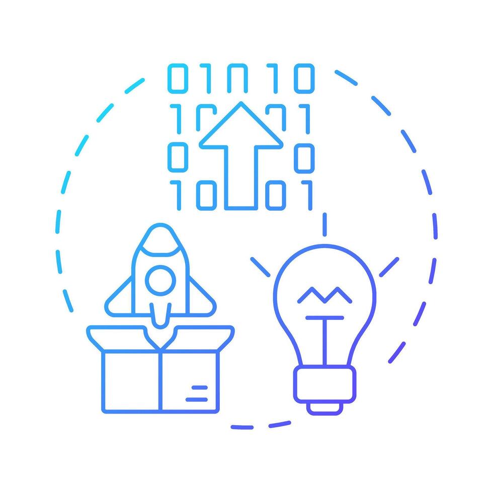 Business models innovation blue gradient concept icon. Software development, coding. Round shape line illustration. Abstract idea. Graphic design. Easy to use in infographic, presentation vector