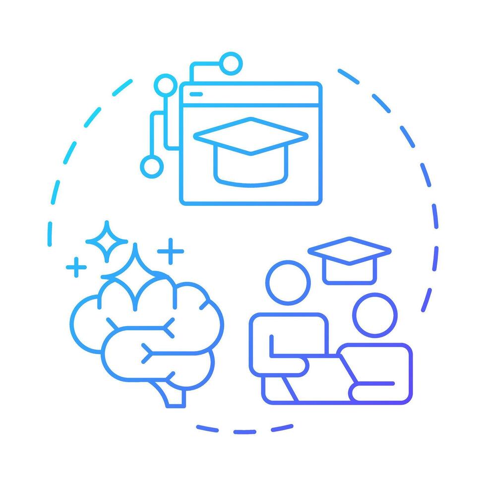 Digital literacy blue gradient concept icon. Student teaching. Education, knowledge. Round shape line illustration. Abstract idea. Graphic design. Easy to use in infographic, presentation vector