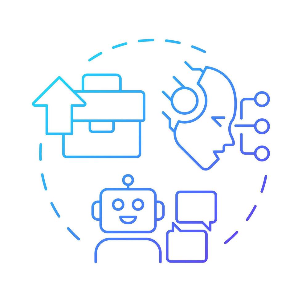 Augmented intelligence blue gradient concept icon. Business growth, consulting bot. Round shape line illustration. Abstract idea. Graphic design. Easy to use in infographic, presentation vector