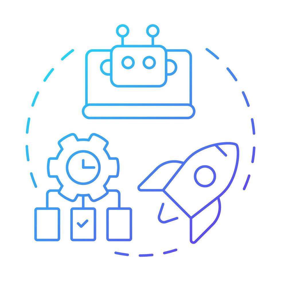 Hyperautomation blue gradient concept icon. Task management, efficiency growth. Round shape line illustration. Abstract idea. Graphic design. Easy to use in infographic, presentation vector