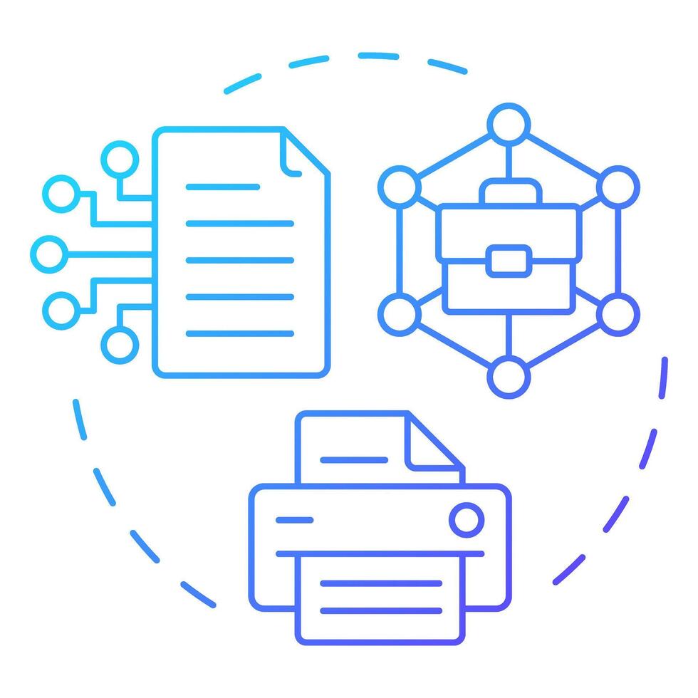 Digitization blue gradient concept icon. Paperwork organization, data processing. Round shape line illustration. Abstract idea. Graphic design. Easy to use in infographic, presentation vector