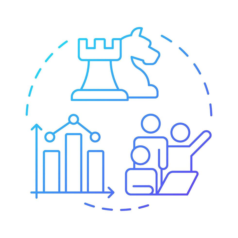 Data-driven decisions blue gradient concept icon. Statistical chart, teamwork management. Round shape line illustration. Abstract idea. Graphic design. Easy to use in infographic, presentation vector
