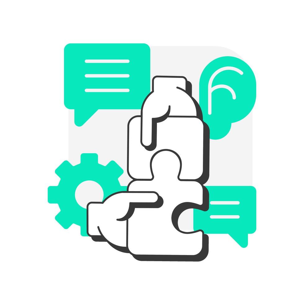 Adjustment flat outline concept icon. Active listening, empathy. Social interaction, behavior. Teamwork, partnership. Modern line illustration with green glyphs. Conceptual visual. Easy to edit vector