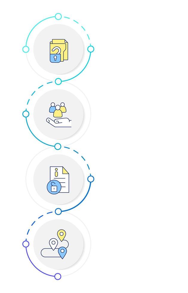 Business transparency infographic design template. Customer service. Human resources. Data visualization 4 options. Process vertical flow chart vector