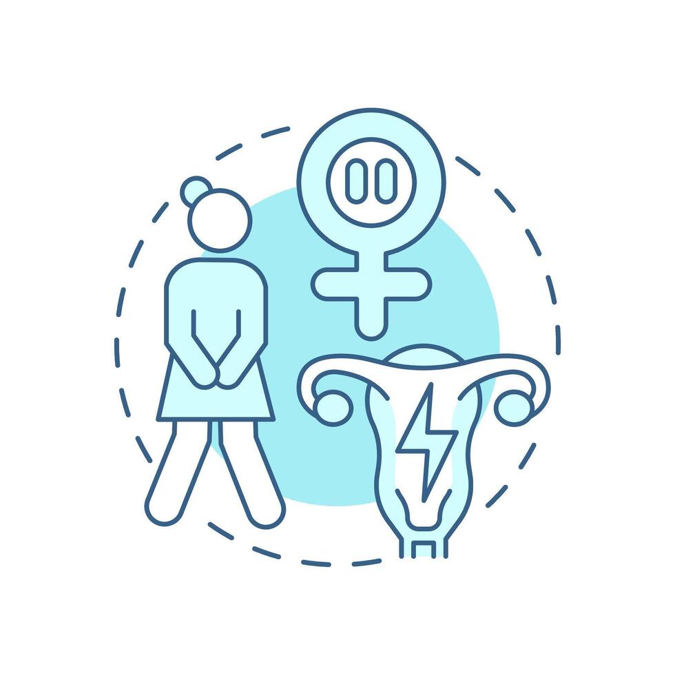 Genitourinary syndrome soft blue concept icon. Estrogen loss consequences. Symptom of menopause duration. Round shape line illustration. Abstract idea. Graphic design. Easy to use in blog post vector