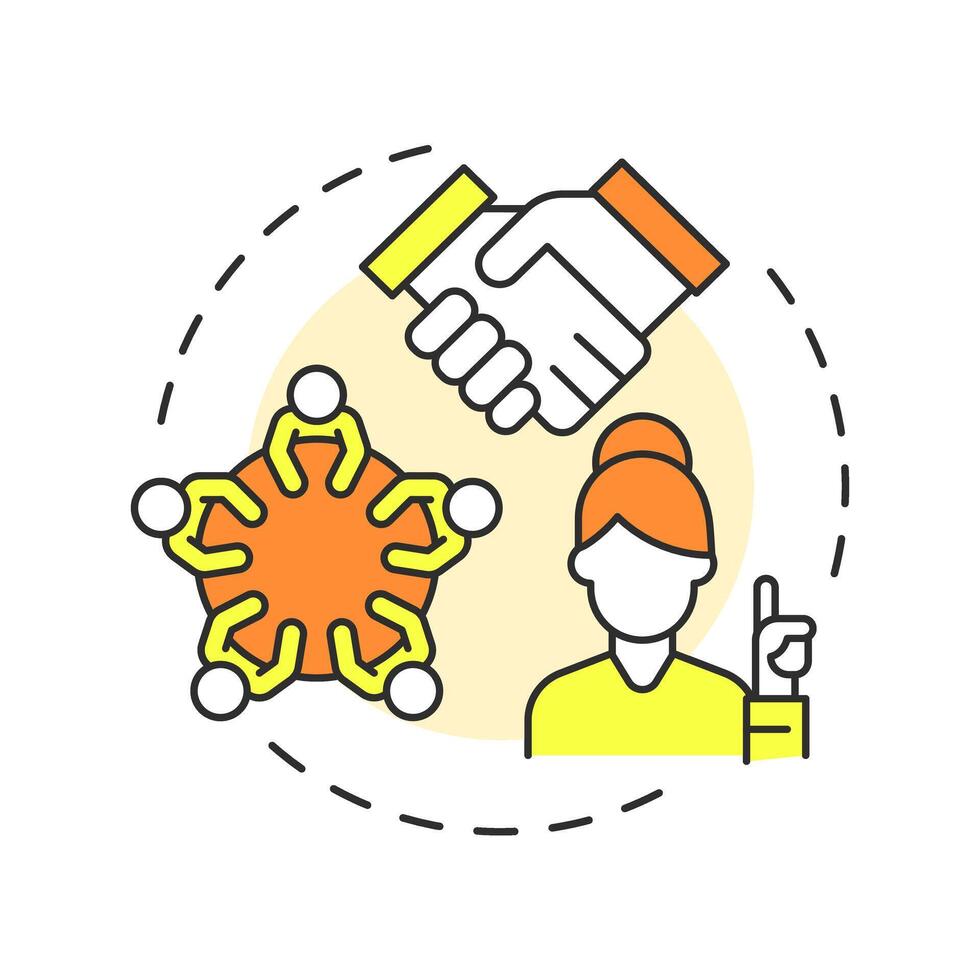 Soft skills training multi color concept icon. Strategy to improve life competencies. Self management. Round shape line illustration. Abstract idea. Graphic design. Easy to use in article vector