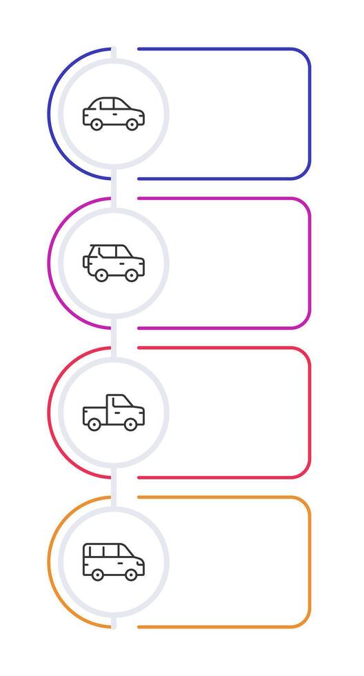 Automobiles vertical infographic template. Cars engine driving vehicles. Data visualization with 4 steps. Empty process design. Editable blank options info graphics vector
